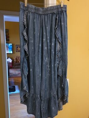 NWOT Blue Ruffle-Trim Pants
